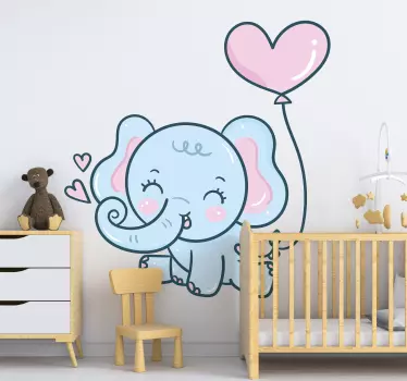 Baby elephant with hearts Childrens Bedroom Wall Sticker - TenStickers