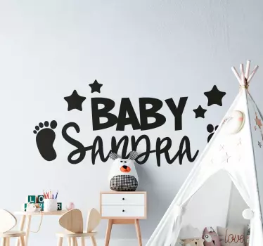 Baby feet with name  Custom Sticker - TenStickers
