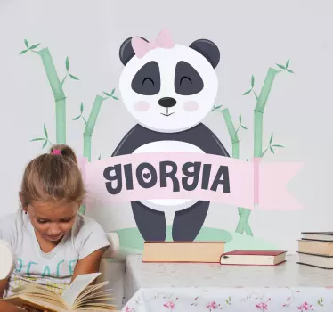 Baby panda girl with name Kids Bedroom Wall Sticker - TenStickers