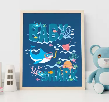 Baby Shark personalizable nursery rhyme wall sticker - TenStickers