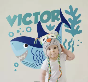 Baby Shark with name animal decal - TenStickers