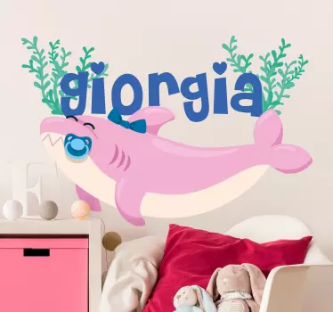baby shark with name  girl Kids Bedroom Wall decal - TenStickers
