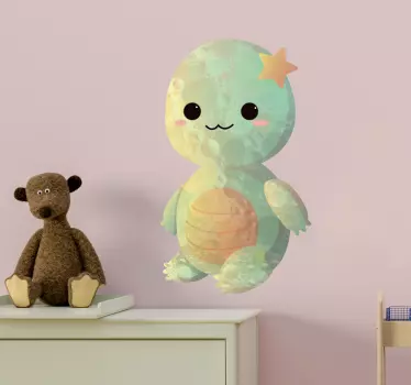Baby turtle drawing fish wall decal - TenStickers