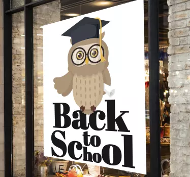 Back to school owl Shop Window Vinyl - TenStickers
