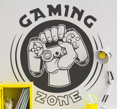 badge hand holding joystick Playstation decal - TenStickers
