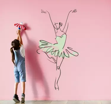Ballerina in pose line art illustration wall art - TenStickers
