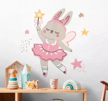 Ballet dancing rabbit illustration sticker - TenStickers
