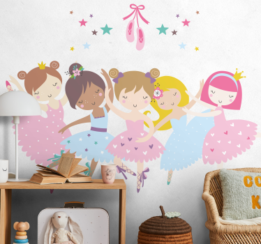 Ballet stars colorful illustration fairy tale wall decal - TenStickers