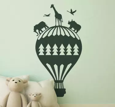 Balloon with named jungle animals Childrens Bedroom Wall decal - TenStickers