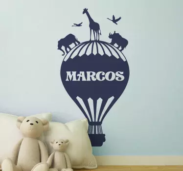 Balloon with named jungle animals Childrens Bedroom Wall decal - TenStickers