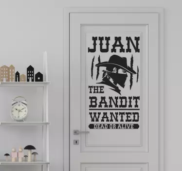Bandit with name glass door sticker - TenStickers