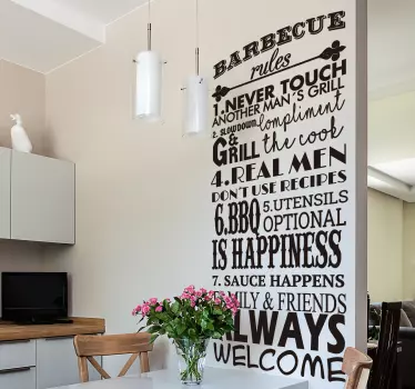 BBQ rules kitchen wall decal - TenStickers