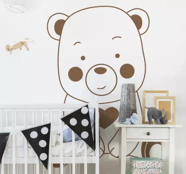 Bear and heart wall decal - TenStickers