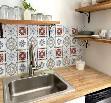 Kitchen wall sticker cement style tile - TenStickers