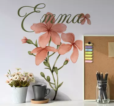 Beautiful flower with name Custom Sticker - TenStickers