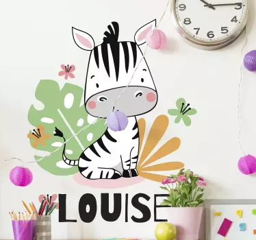 Beautiful Zebra for kids custom sticker - TenStickers