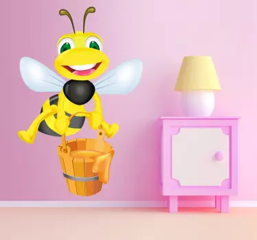 Bee & A Bucket Of Honey Wall Sticker - TenStickers