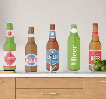 Beer bottles drink wall vinyl sticker - TenStickers