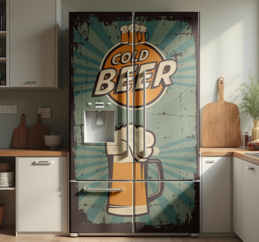 Beer mugs fridge wrap - TenStickers