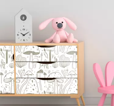 Beige mushrooms pattern decals for furniture - TenStickers