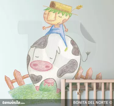Beto & Cow Wall Sticker - TenStickers