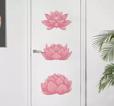 Big original pink flower design glass door sticker - TenStickers