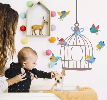 Birds and cage bird wallsticker - TenStickers