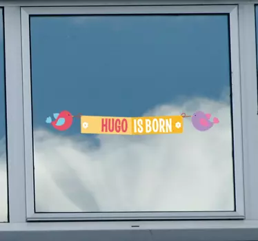 Nursery wall sticker birds welcome newborn hugo - TenStickers