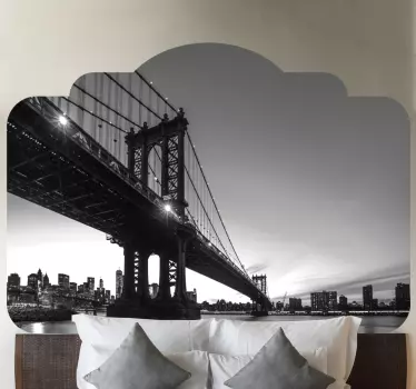 Black and white bridge picture  headboard wall decal - TenStickers