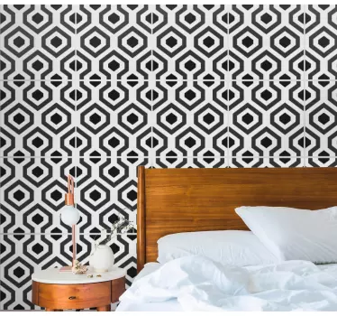 Black and white cement tiles design transfer - TenStickers