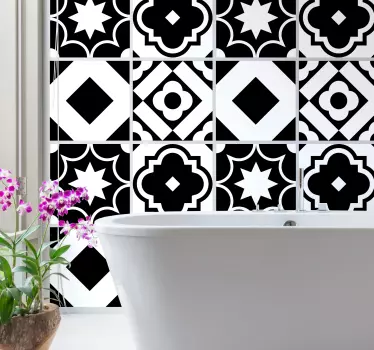 Black and white pattern tile transfer decal - TenStickers
