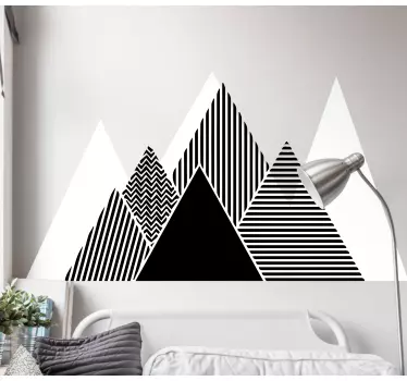 Black and white stripy mountains illustration wall art - TenStickers