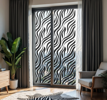 Black and white zebra stripes window decal - TenStickers