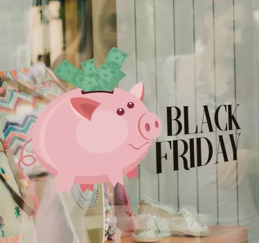 Black Friday pig window sticker - TenStickers