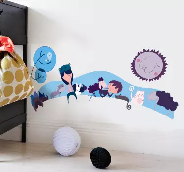 Blue Animal Landscape Sticker - TenStickers