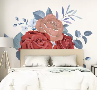 Blue bouquet flowers flower wall decal - TenStickers