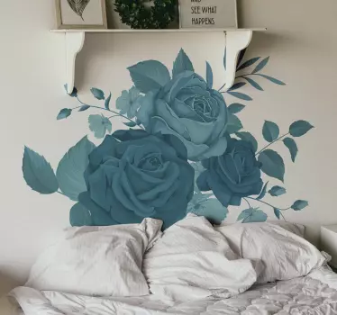 Blue bouquet flowers flower wall decor - TenStickers