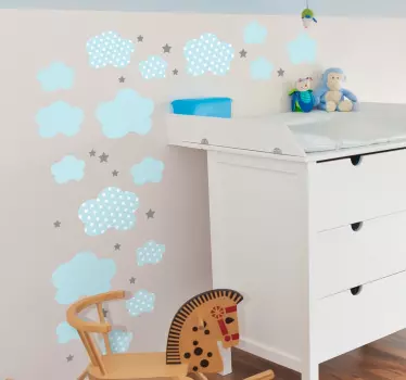 Pack of 41 Blue Clouds Kids Stickers - TenStickers