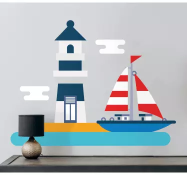 Blue lighthouse  marine sticker - TenStickers