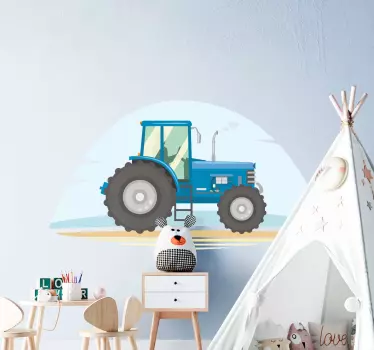 Blue tractor illustration toy decal - TenStickers