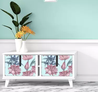 Blue Watercolour floral decals for furniture - TenStickers