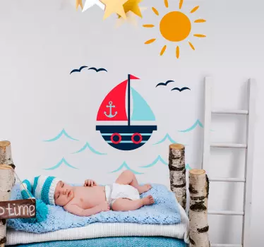 Boat drawing nautical  decal - TenStickers