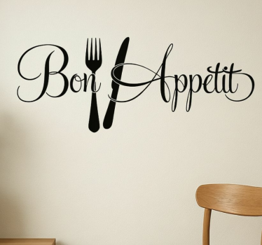 Bon appetit with cutlery restaurant sticker - TenStickers