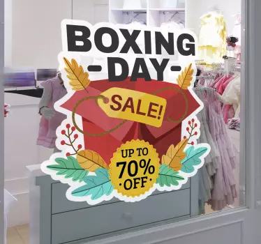 Boxing day sale present window decal - TenStickers
