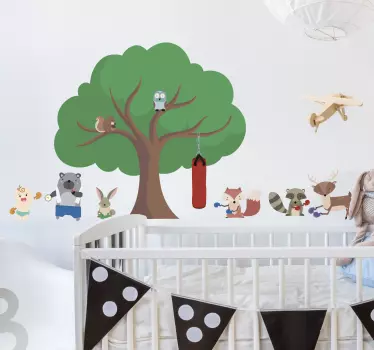 Boxing Forest Critters Home Wall Sticker - TenStickers