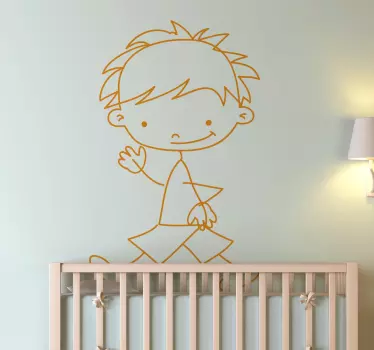Boy Happily Walking Sticker - TenStickers