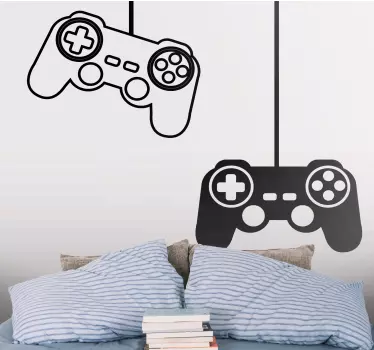 Boys gamer joysticks silhouette wall decals for teenagers room - TenStickers