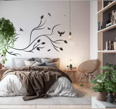 Branch with Birds tree wall sticker - TenStickers