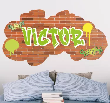 Brick wall with graffitti name  custom sticker - TenStickers