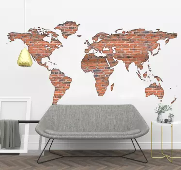 Bricks world map decal - TenStickers